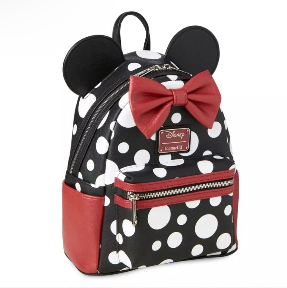 Loungefly Minnie Mouse Mini Polka Dot Backpack black, white & red